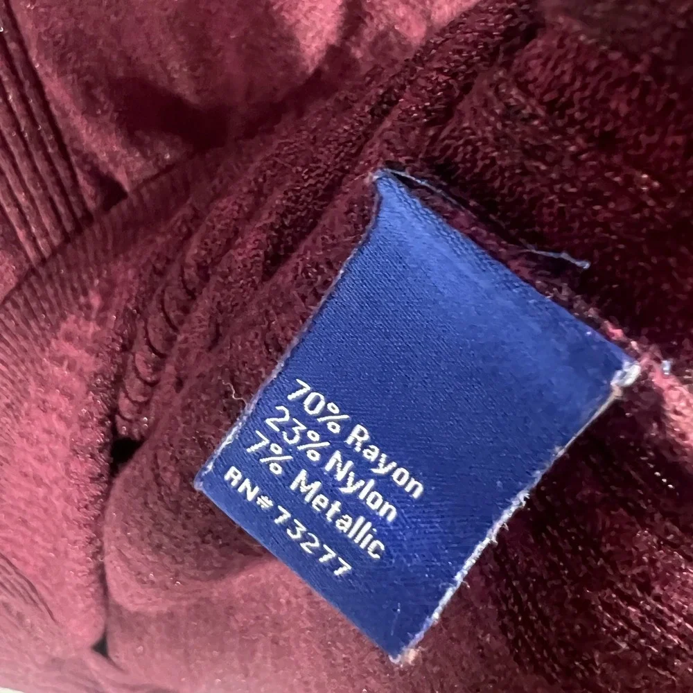 APT. 9 Women's Burgundy Mélange V-Neck Pullover Sweater Ribbed Side Slits Size L